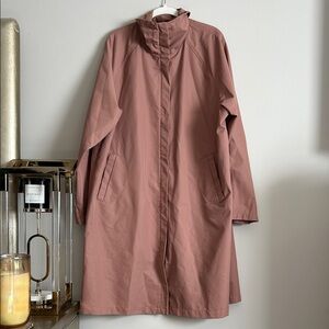 Joy Lab XXL Stylish Pink Rain Trench Coat Blush Pink button double zipper vented